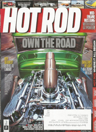 HOT ROD 2016 JAN - MID-ENGINE MACH I, HELLCAT TESTED, 1LE vs Z/28